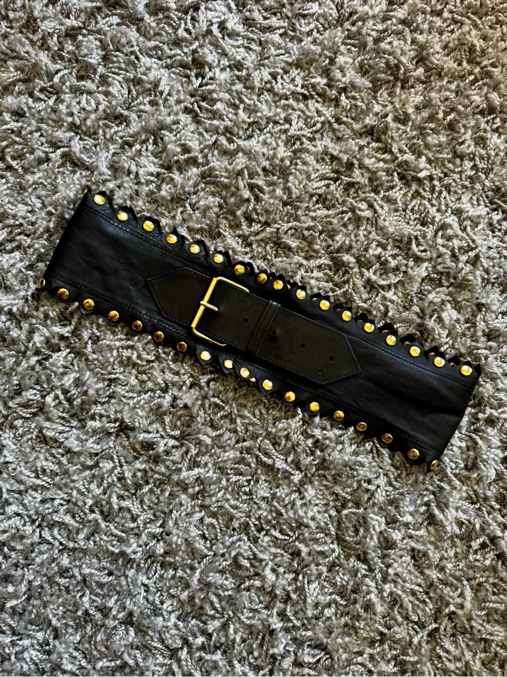 Vintage French Connection Black Leather Wide Waist Corset Belt - Size M